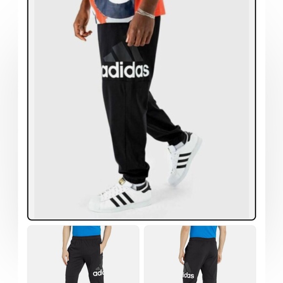 Adidas Performance Men's XL White Logo Black Pull on Slouchy Sweatpants Joggers - Picture 4 of 16